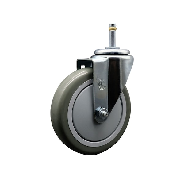 5'' Gray Polyurethane Wheel Swivel 7/16'' Grip Ring Stem Caster
